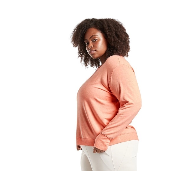 Athleta V Neck Sunrise Sweatshirt in Beach Peach Heather Plus Size 2X - Picture 5 of 14